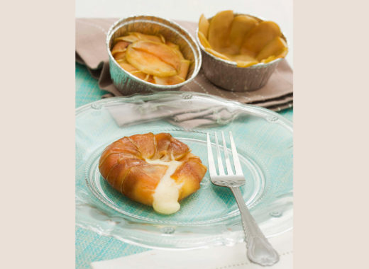 timbal de manzana relleno de queso brie, patrick dolande, liselotte salinas, victor moreno