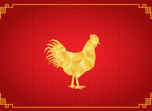 gallo de fuego rojo, año nuevo chino