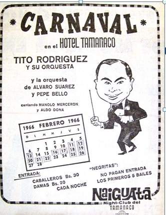 Hotel Tamanaco Tito Rodríguez carnaval 1966
