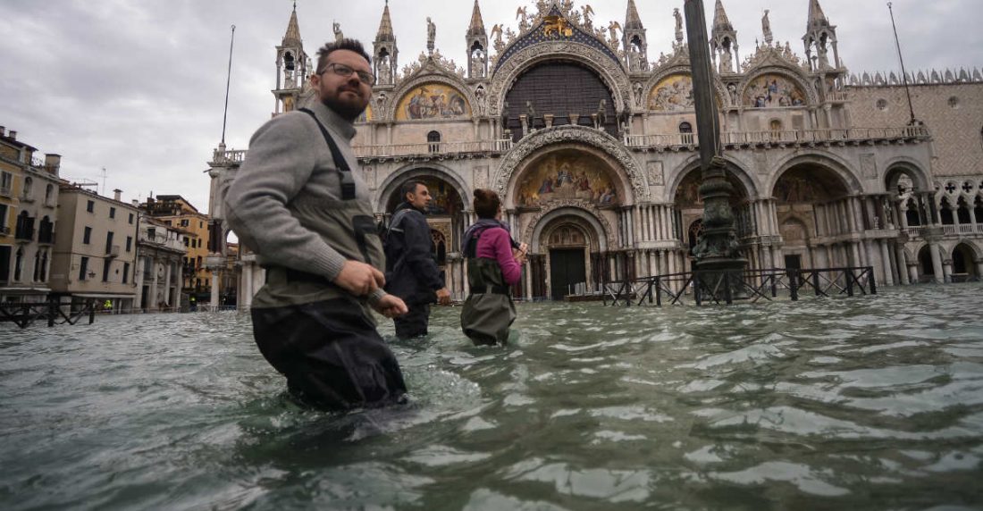 Inundación de la Plaza de San Marcos, Venecia. Foto: Filippo Monteforte / AFP