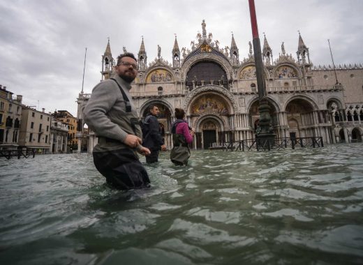 Inundación de la Plaza de San Marcos, Venecia. Foto: Filippo Monteforte / AFP