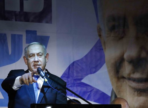 Netanyahu durante un mitin en Tel Aviv