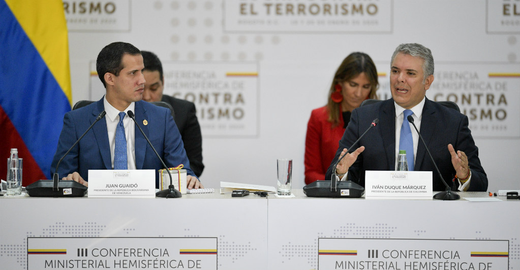 Juan Guaidó e Iván Duque en Bogotá. AFP