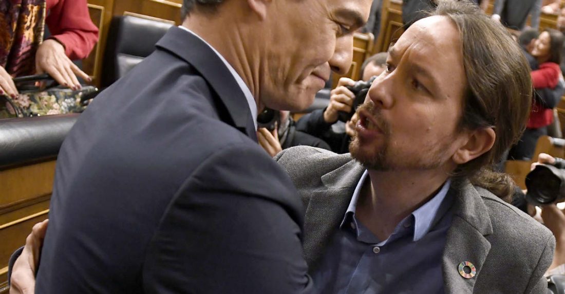 Pedro Sánchez y Pablo Iglesias. AFP
