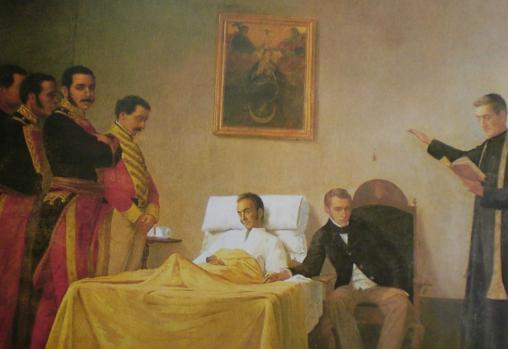 Simón Bolívar en su lecho de muerte