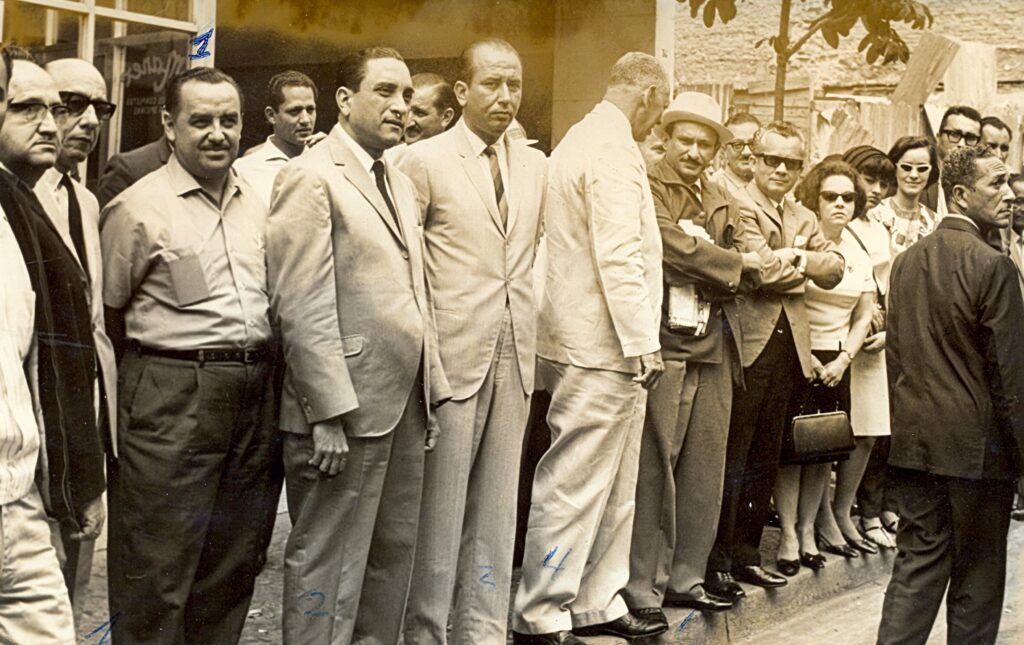 1ro de mayo de 1966 Adelso González Urdaneta, Antonio Leidenz, Carlos Andrés Pérez, Luis Beltrán Prieto Figueroa. Archivo Audiovisual, Biblioteca Nacional de Venezuela.